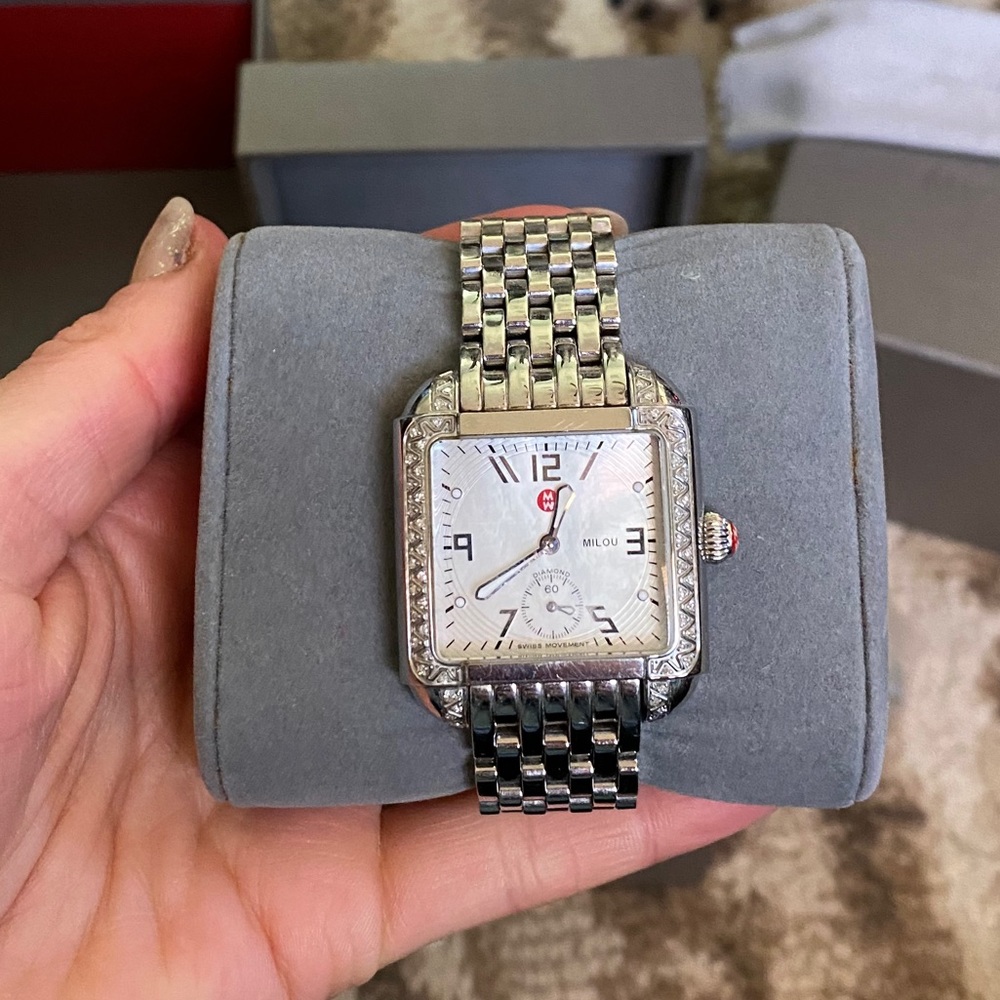 Michele diamond accent watch